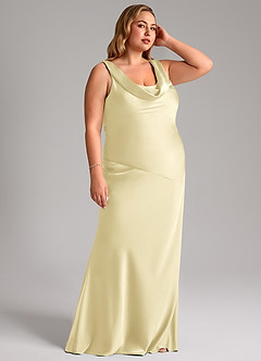 Azazie Rylina Final Sale Lemon Sorbet Mermaid Stretch Satin Dress image10