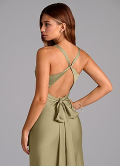 Azazie Hati Brudtärnklänningar Klä av Sjöjungfru i Stretch Satin Mossgrön image2