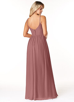 Azazie Rayna Final Sale Desert Rose A-Line V-Neck Pleated Chiffon Dress image2