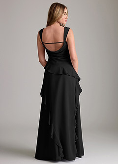 Azazie Sloane Bridesmaid Dresses Black A-Line Sweetheart Neckline Chiffon Dress image2