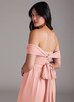 Azazie Lamara Robes de demoiselle d'honneur Combinaison Convertible en Mousseline de soie Épaule décolletée Rosette image6