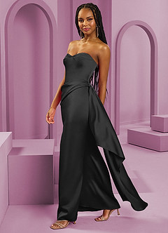 Barbie ♥ Azazie Bridesmaid Dresses Black Sheath Strapless Stretch Satin Convertible Dress image6