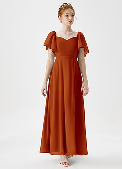 Azazie Chloe Junior Paprika A-Line Sweetheart Neckline Chiffon Dress image5