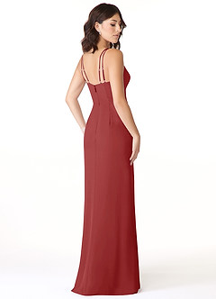 Azazie Leo Bridesmaid Dresses Rust Mermaid V-Neck Pleated Chiffon Dress image2
