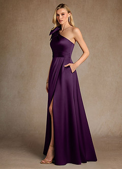 Azazie Easton Kleider für die Brautmutter A-Linie One-Shoulder Stretch-Satin Kleid Traube image2
