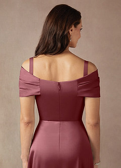 Azazie Amelia Mother of the Bride Dresses Desert Rose A-Line Off the Shoulder Stretch Satin Dress image7