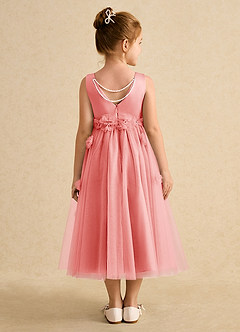 Azazie Lux Flower Girl Dresses Coral A-Line Beaded Tulle Dress image2