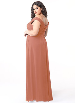 Azazie Audrianna Robes de demoiselle d'honneur Robe Trapèze Convertible en Mousseline de soie Schulterfrei gerafft Mai Tai image10