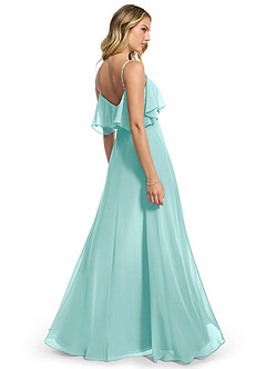 Azazie Jean Bridesmaid Dresses Aqua A-Line Chiffon Convertible Dress image2