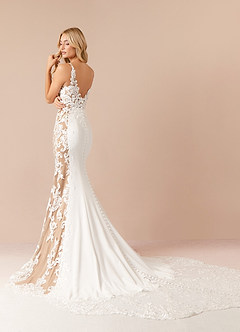 Azazie Estephanie Wedding Dresses Diamond White Caramel Mermaid Sequins Stretch Crepe Dress image4