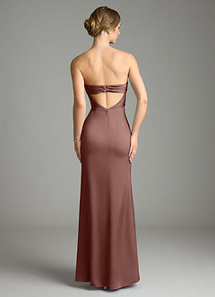 Azazie Leonis Bridesmaid Dresses Espresso Mermaid Pleated Stretch Satin Convertible Dress image2