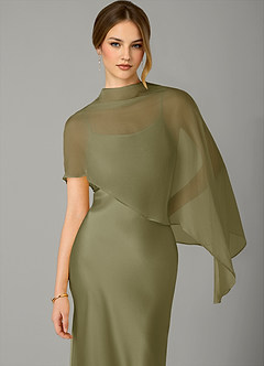 Azazie Jaleesa Bridesmaid Dresses Pistachio A-Line High Neck Stretch Satin Dress image2