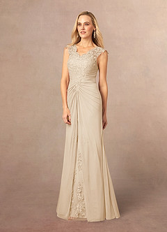 Azazie Jovie Kleider für die Brautmutter A-Linie Spitze Kleid Champagner image2