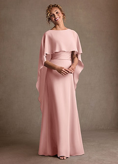 Azazie Marilla Mère de la mariée Robes Robe Trapèze en Mousseline de soie Plissée Rose Poudré image6