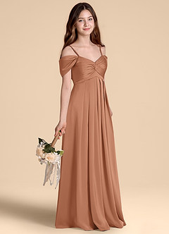 Azazie Kaitlynn Junior Vestido de Bronceador de Satén Elástico de Corte en A con Vestidos sin tirantes image5