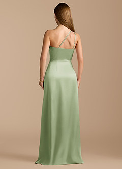 Azazie Trina Brautjungfernkleider A-Linie One-Shoulder Metallischer Satin Kleid Staubiger Salbeigrün image9