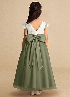 Azazie Pookie Flower Girl Dresses Pistachio A-Line Lace Tulle Dress image5