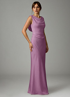 Azazie Kieryn Bridesmaid Dresses Wisteria Mermaid Pleated Stretch Satin Dress image4