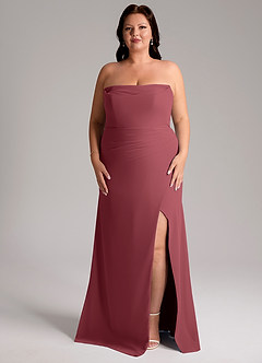 Azazie Leonis Bridesmaid Dresses Merlot Sheath Strapless Chiffon Convertible Dress image11