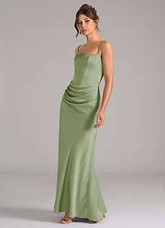 Azazie Debby Vestidos de damas de honor Vestido de Salvia Polvorienta de Satén Elástico de Corte Sirena Convertible con Sin tirantes image6