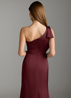 Azazie Rinna Bridesmaid Dresses Cabernet Mermaid Ruched Stretch Satin Dress image7