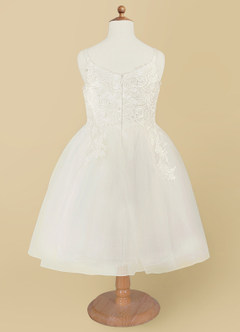 Azazie Austyn Abiti da Ragazza di Fiori Abito Principessa in Tulle Pizzo Bianco Diamante image6