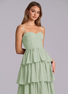 Azazie Faye Abiti da Damigella Abito A-Line in Chiffon Scollo a Cuore Verde Salvia image2