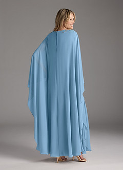 Azazie Drew Mère de la mariée Robes Robe Trapèze en Mousseline de soie Plissée Acier Bleuté image4