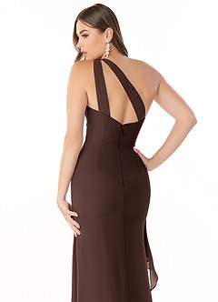 Azazie Maive Bridesmaid Dresses Ganache Sheath Pleated Ruffle Chiffon Dress image6