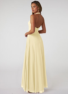 Azazie Tessie Bridesmaid Dresses Lemon Sorbet A-Line V-Neck Pleated Chiffon Dress image2