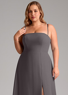 Azazie Wren Bridesmaid Dresses Steel Grey A-Line Side Slit Chiffon Convertible Dress image11