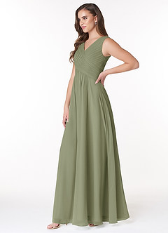 Azazie Flora Bridesmaid Dresses Pistachio A-Line Pleated Chiffon Dress image3