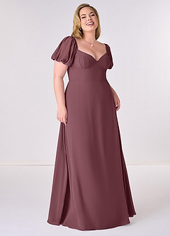 Barbie ♥ Azazie Bridesmaid Dresses Sangria A-Line Pleated Chiffon Dress image7