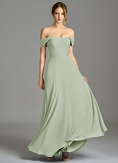 Azazie Oasis Bridesmaid Dresses Dusty Sage A-Line with Pockets Chiffon Dress image4