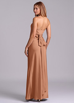 Azazie Ailanie Brudtärnklänningar Klä av Tubklänning i Stretch Satin Axelbandslös Bronzer image2