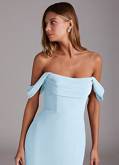 Azazie Saige Bridesmaid Dresses Sky Blue A-Line Off the Shoulder Chiffon Convertible Dress image5