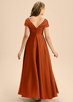 Azazie Rowena Junior Burnt Orange A-Line Bow Stretch Satin Dress image5