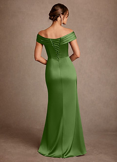 Azazie Bedford Mère de la mariée Robes Robe Fourreau en Satin extensible Plissé Basilic image3