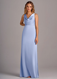 Azazie Wrenlee Bridesmaid Dresses Ice A-Line Stretch Satin Dress image6