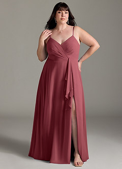Azazie Akita Bridesmaid Dresses Merlot A-Line Chiffon Dress image5