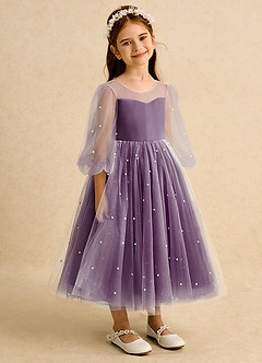 Azazie Trudy Robe Demoiselle D'honneur Fillette Robe Princesse en Tulle Encolure en Forme de Cœur Grain De Raisin image1