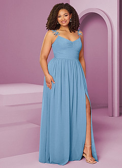 Barbie ♥ Azazie Bridesmaid Dresses Steel Blue A-Line Pleated Chiffon Dress image12