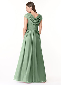 Azazie Organa Bridesmaid Dresses Matcha A-Line Pleated Chiffon Dress image2