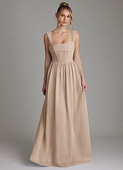 Azazie Caterina Brautjungfernkleider A-Linie Korsett Chiffon Kleid Taupe image4