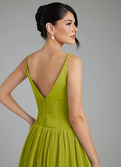 Azazie Rosa Bridesmaid Dresses Lemongrass A-Line Pleated Chiffon Dress image2