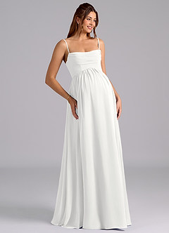 Azazie Saige Brautjungfernkleider für Schwangere A-Linie Plissee Chiffon Bodenlänge Kleid image7