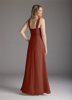 Azazie Weisz Kleider für die Brautmutter A-Linie Quadratischer Ausschnitt Gefaltet Chiffon Kleid Rotbraun image5