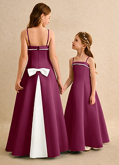 Azazie Izel Girls Formal Flower Girl Klänningar Klänning A-Line i Matt satäng Plisserad image1
