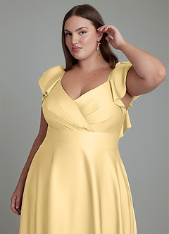 Azazie Leilani Bridesmaid Dresses Butter A-Line Ruched Stretch Satin Dress image12