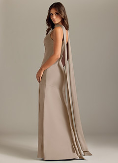 Azazie Kinsley Bridesmaid Dresses Taupe Mermaid Side Slit Stretch Satin Dress image6